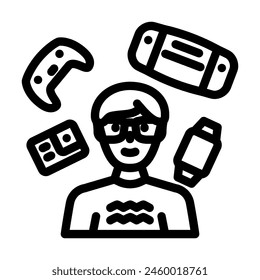 gadget geek tech enthusiast line icon vector. gadget geek tech enthusiast sign. isolated contour symbol black illustration