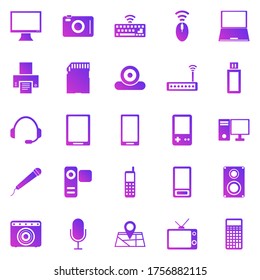Gadget gradient icons on white background, stock vector