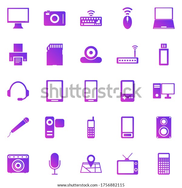 Gadget\
gradient icons on white background, stock\
vector