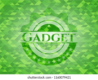 Gadget green emblem with mosaic background