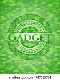 Gadget green emblem. Mosaic background