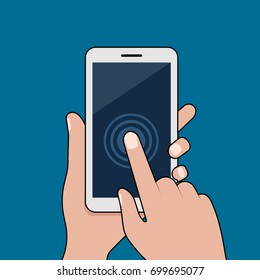Gadget in hands, a vector illustration.