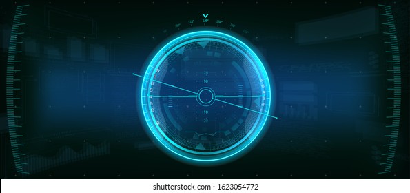 Gadget HUD. Futuristic User Element. The device shows the level of inclination. aircraft device. GUI HUD dashboard interface elements. Spaceship concept