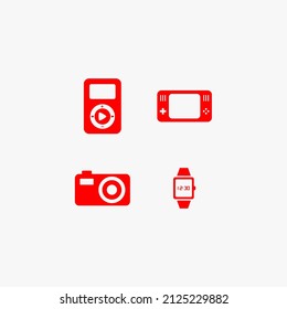 gadget icon. a collection of electronic red gadget design icons