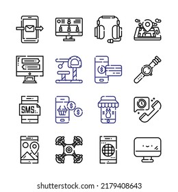 gadget Icon Set with line icons. Modern Thin Line Style. Suitable for Web and Mobile Icon. Vector illustration EPS 10.