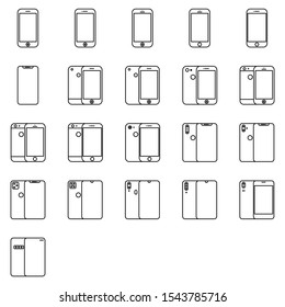 Gadget icon set line include new version all phone vector