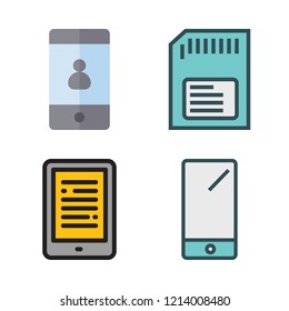 gadget icon set. vector set about tablet, smartphone and memory card icons set.