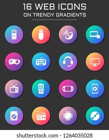 gadget icon set. gadget web icons on round trendy gradients