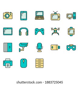 estilo de línea de relleno de icono y tecnología de gadget