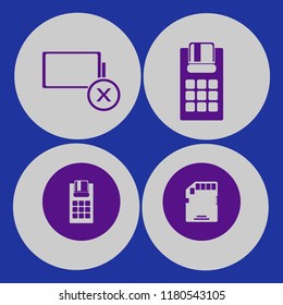 gadget icon. gadget vector icons set pos terminal, memory card and empty battery