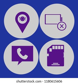 gadget icon. gadget vector icons set location restaurant, empty battery, memory card and phone