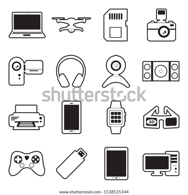 Gadget\
Icons. Line With Fill Design. Vector\
Illustration.