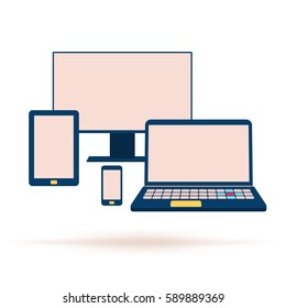Gadget icons mockup flat set. Vector illustration