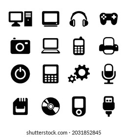 gadget icons, mono vector symbols