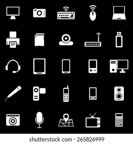 Gadget icons on black background, stock vector