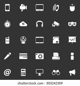 Gadget icons on gray background, stock vector