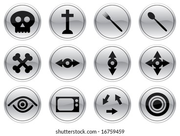Gadget icons set. Black - gray palette. Vector illustration.