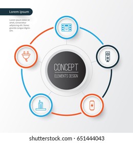 Gadget Icons Set. Collection Of Call, Boombox, Speaker And Other Elements. Also Includes Symbols Such As Player, Speaker, Phone.
