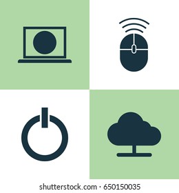 Gadget Icons Set. Collection Of Computer Mouse, Power On, Web And Other Elements. Also Includes Symbols Such As Control, Mouse, Power.
