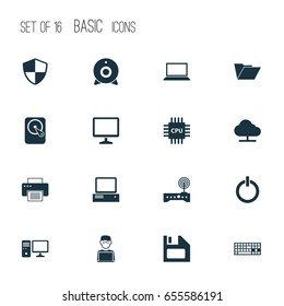 Gadget Icons Set. Collection Of Router, Tree, Hdd And Other Elements. Also Includes Symbols Such As Cloud, Diskette, Hard.