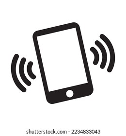 Iconos de gadget fijados en estilo plano aislados en blanco. El icono del teléfono suena o vibra.