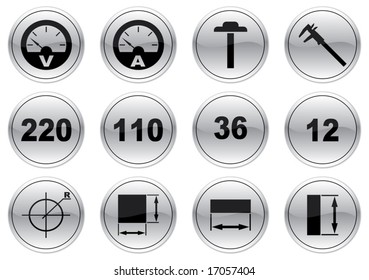 Gadget icons set. Gray - black palette. Vector illustration.