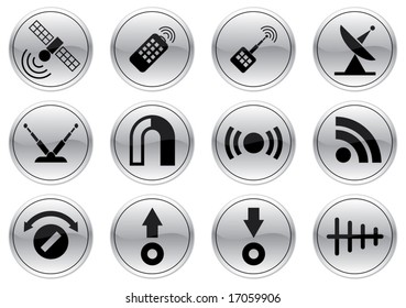 Gadget icons set. Gray - black palette. Vector illustration.
