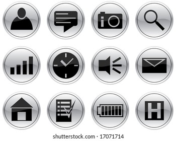 Gadget icons set. Gray - black palette. Vector illustration.