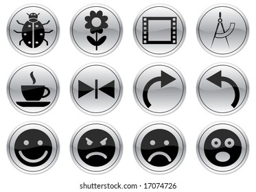 Gadget icons set. Gray - black palette. Vector illustration.