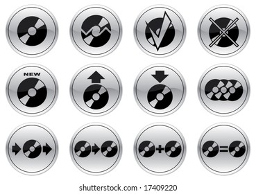 Gadget icons set. Gray - black palette. Vector illustration.