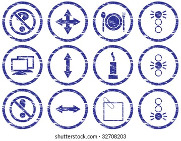 Gadget icons set. Grunge. White - dark blue palette. Vector illustration.