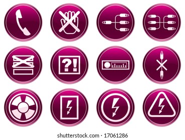 Gadget icons set. Purple - white palette. Vector illustration.