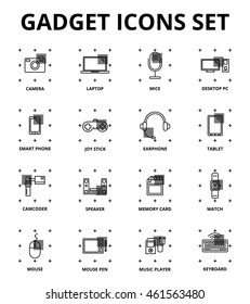 Gadget icons set, smart line style