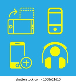 gadget icons set with smartphone, headphones and cellular phone outline vector set