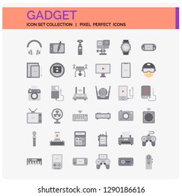 Gadget Icons Set. UI Pixel Perfect Well-crafted Vector Thin Line Icons. The illustrations are a vector.