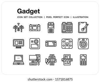 Gadget Icons Set. UI Pixel Perfect Well-crafted Vector Thin Line Icons. The illustrations are a vector.