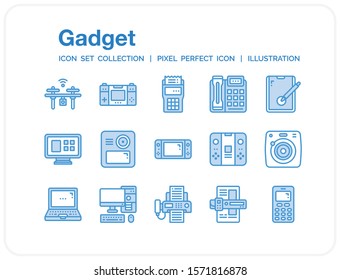 Gadget Icons Set. UI Pixel Perfect Well-crafted Vector Thin Line Icons. The illustrations are a vector.