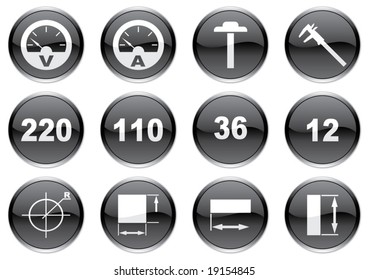 Gadget icons set. White - black palette. Vector illustration.