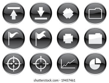 Gadget icons set. White - black palette. Vector illustration.