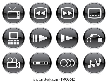 Gadget icons set. White - black palette. Vector illustration.