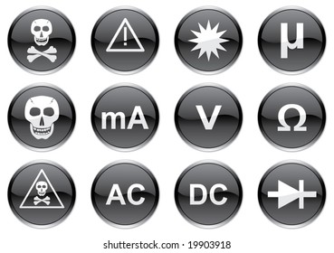 Gadget icons set. White - black palette. Vector illustration.
