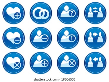Gadget icons set. White - dark blue palette. Vector illustration.