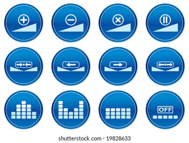 Gadget icons set. White - dark blue palette. Vector illustration.