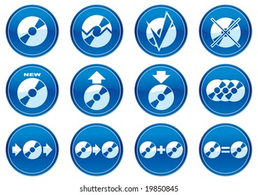 Iconos de gadget establecidos. Blanco - paleta azul oscuro. Ilustración vectorial.