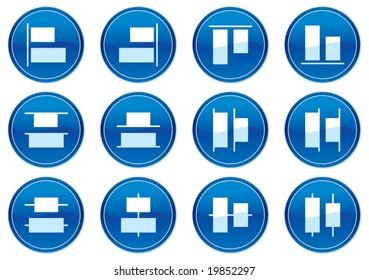 Gadget icons set. White - dark blue palette. Vector illustration.