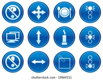 Gadget icons set. White - dark blue palette. Vector illustration.