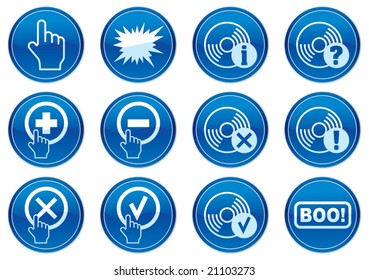 Gadget icons set. White - dark blue palette. Vector illustration.