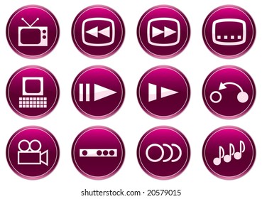Gadget icons set. White - purple palette. Vector illustration.