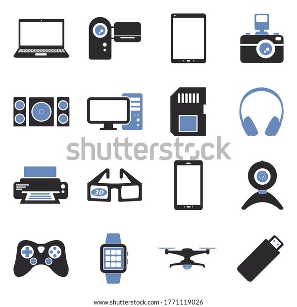 Gadget\
Icons. Two Tone Flat Design. Vector\
Illustration.