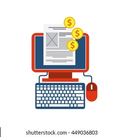 Gadget and  Internet concept represented by computer design. Colorfull and Flat illustration. 